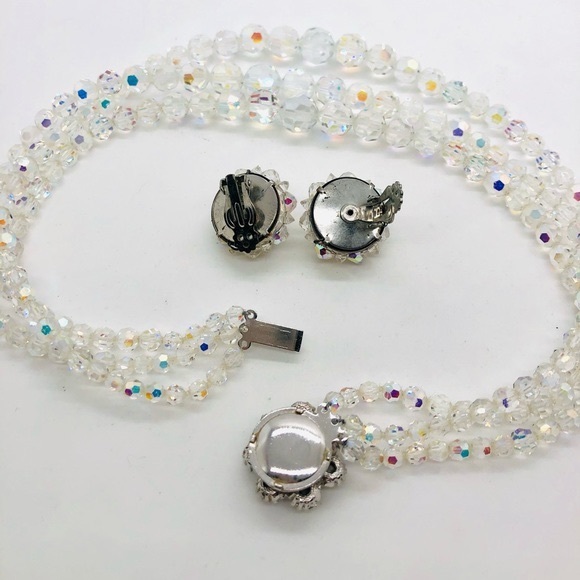 Vintage Deco GORGEOUS Aurora Borealis Rhinestone Necklace Earrings - Picture 14 of 15